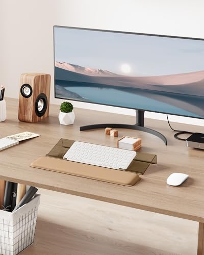 Laborio Computer Keyboard Wrist Rest, Keyboard Riser Stand for Desktop - color: Coffee
