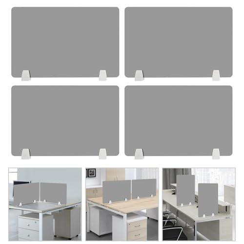 4PCS Desk Dividers Office Partitions, Privacy Desk Panel Protective, Acrylic Plexiglass Shield with Clamps for Offices Schools Call Centers - 23.6”L X15.8”W - color: Grey