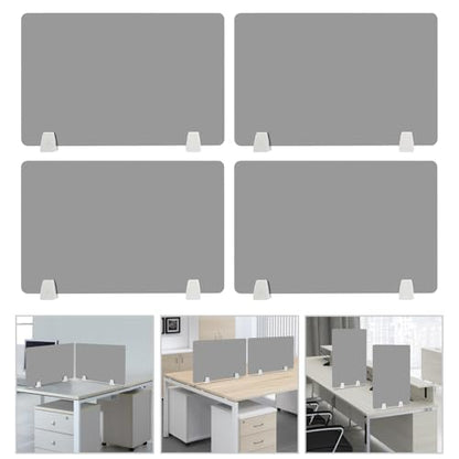 4PCS Desk Dividers Office Partitions, Privacy Desk Panel Protective, Acrylic Plexiglass Shield with Clamps for Offices Schools Call Centers - 23.6”L X15.8”W - color: Grey