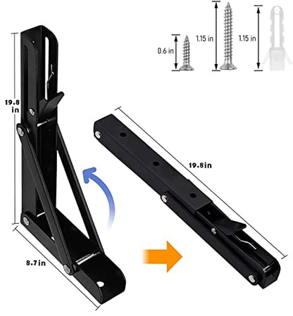 Folding Shelf Brackets - 20 Inch 2 Pcs Heavy Duty Shelf Brackets - size: 20 Inch- 2 Packs