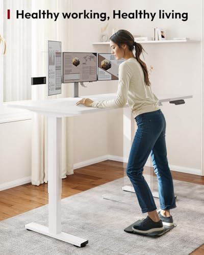 SANODESK Dual Motor 63''x 28'' Large Height Adjustable Standing Desk | Sit Stand Desk with Splice Board for Home Office, Ergonomic Computer Workstation, Study & Gaming, White Frame/White Top - color: White Frame+ White Top, size: 63x28