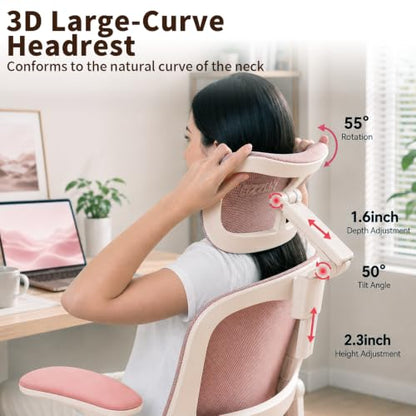 MUSSO E80 Muse Petite Ergonomic Office Chair for Women & Small Frames Pink - color: Pink