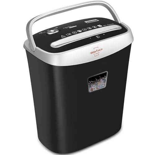 VidaTeco Paper Shredder for Home Office Heavy Duty with 60 Mins Running with US Patented Cutter,Shred CD/Card with Extra Large Bin,AUTO Jam Proof(ETL) (10-Sheet Micro-Cut)