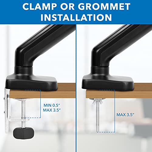 Mount-It! Laptop Desk Mount Arm with Gas Spring, Height Adjustable Laptop Stand for Desk, Fits Laptops up to 17 Inch, Full Motion Laptop Tray Mount with Clamp or Grommet Installation - style: Laptop Arm