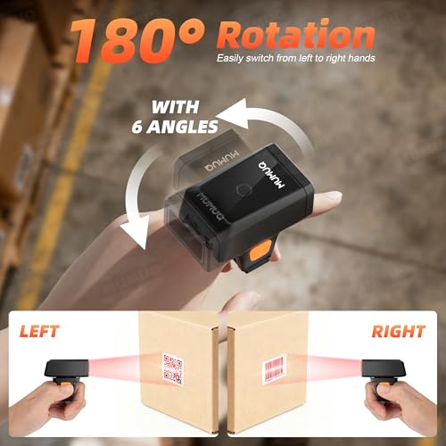Bluetooth Ring Barcode Scanner, Wearable 1D/2D Bar Code Reader | Wearable Finger Scanner, Bluetooth 2.4g USB 3-in-1 Barcode Reader, 450mah, 6+ Hrs Use, Warehouse & Inventory