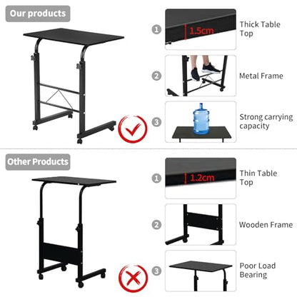 Karl home Side Table Mobile Standing Desk, 23.62" L x 15.75" W, Black - size: 23.6"
