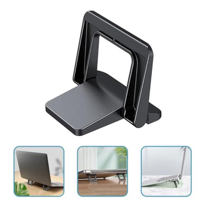 Ergonomic Laptop Stand and Airflow Riser for Desk, 2pcs Black PC Material Invisible Laptop Holder Supports Cooling and Height Elevation for Office and Home Use