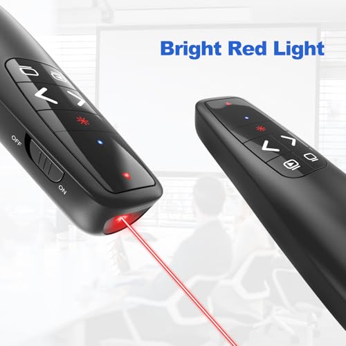 (4 Units) Presentation Clicker & Case, Wireless Presenter Remote | 2‑in‑1 USB/Type C Receiver, Google Slide Advancer & Red Laser, Computer PowerPoint PPT Clicker for Mac/Windows Laptop - style: 4 Units with Case