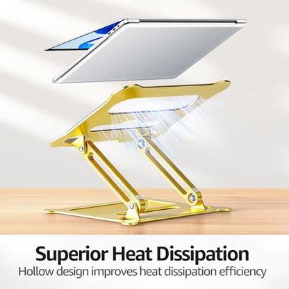 Urmust Adjustable Laptop Stand for Desk, 10-15.6“ Laptop Riser, Gold - color: D-Gold