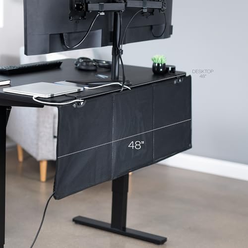 VIVO Black Clamp-on 48 inch Desk Cable Management Sleeve, DESK-SKIRT-48P | Privacy Desk Skirt, Cable Organizer, Wire Hider Kit Panel System - size: 48" Panel