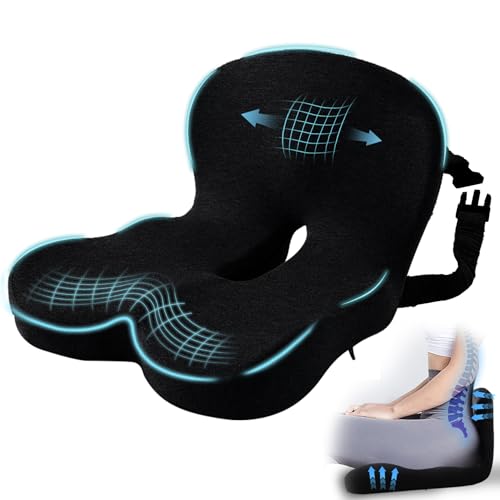 Seat Cushion with Lumbar Support Pillow, Back and Seat Cushion for Office - color: Black