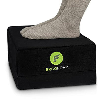 ErgoFoam Flat-Top Adjustable Foot Rest - High-Density Compression-Resistant Foam, Non-Slip, Black, Modern, Office - size: Large