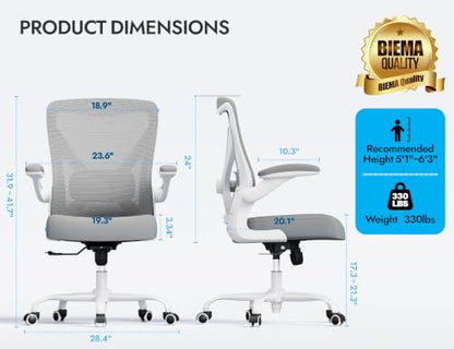Office Chair: 330LBS Mesh Ergonomic Desk Chair Comfy with 3D Lumbar& Swivel - color: Grey, size: Pack of 1