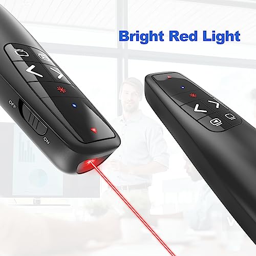 (2 Units) Presentation Clicker PowerPoint Presenter Remote: Laser Pointer Project Power Point PPT Clicker for Mac Laptop Office, Wireless Computer Clickers Slideshow Google Slide Advancer | 2‑in‑1 USB/Type C Receiver, Google Slide Advancer & Red Laser, Co