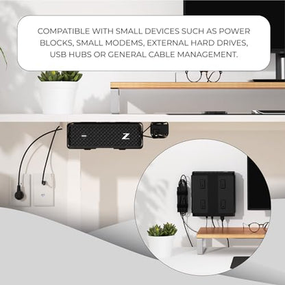 HumanCentric Universal Small Mounting Bracket for Small Devices | Fits Modems, Power Blocks, Mount on Wall or Under Desk, Vertically or Horizontally - size: Small & Micro