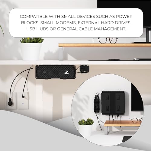 HumanCentric Universal Small Mounting Bracket for Small Devices | Fits Modems, Power Blocks, Mount on Wall or Under Desk, Vertically or Horizontally - size: Small & Micro
