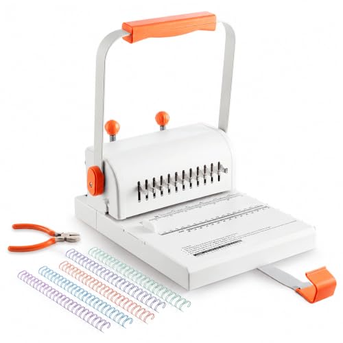Binding Machine Kit 2:1 Hole Pitch Book Binding Kit with 10PCS 5/8'' Wires and Plier, Manual Paper Punch Binder for DIY Notebooks, Journals, Albums, School Projects, Home/Office Use