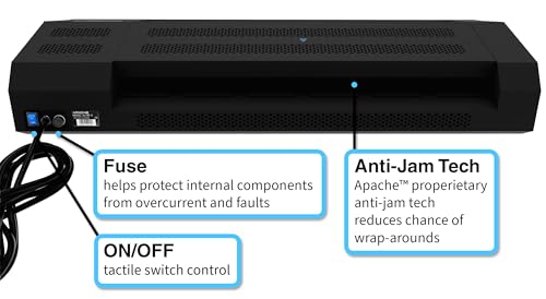 Apache Professional Laminator, Thermal Pouch, 18.5 Inch Max Width, 1.5-20 Mil, True Anti-Jam Technology, School & Office Lamination Machine, Variable Temperature, Fast Output, Robust Design - color: 18" Black