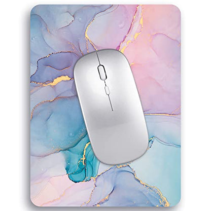 Audimi Small Mouse Pad 6 x 8 Inch, Mini Mouse Pad Thick for Laptop Wireless Mouse Home Office Travel, Portable & Washable (Colorful Marble) - color: purple pink gold ink
