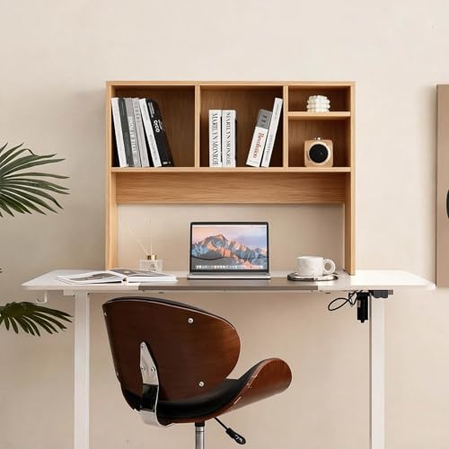 FAHKNS Wood Desktop Bookshelf Organizer, 2-Tier Bookshelf for Desk, Multifunctional Desktop Bookcase with 4 Shelves, Perfect for Organizing Books, Magazines, Office Supplies
