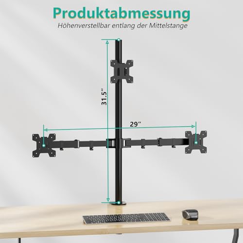 WALI Tall Triple Monitor Mount for 13-27 inch Computer Screens, up to 22lbs | 3 Monitor Desk Mount, Full Motion with Tilt, Swivel, Rotation, C-Clamp/Grommet Mounting, VESA 75/100mm (M003), Black - size: 13"-27", style: Triple