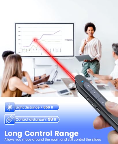 Presentation Clicker Rechargeable Compatible with Bluetooth and RF 2.4GHz Red Light, Wireless Presenter Remote Control for Powerpoint Presentations Slide Clicker for Mac Computer - color: Red-BT & RF Model