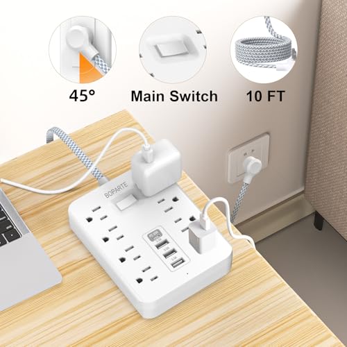 Surge Protector Power Strip 10 Ft, USB C Power Strip (PD 30W)