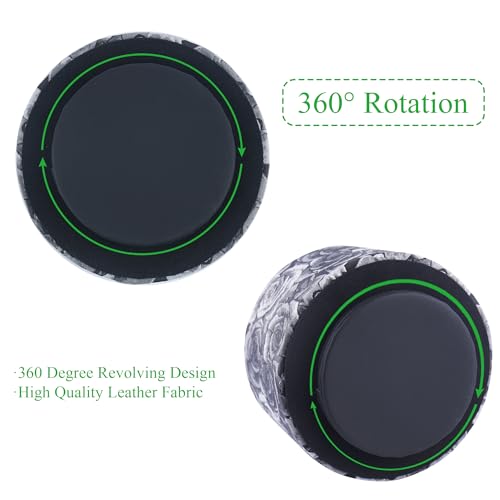 Round Leather Art Supply Organizer,Remote Control Holder,360 Degree Rotating,Multi-Functional Pencil Holder,4 Compartments Desktop Stationary Organizer(1-3D Black Grey) - color: 1-3D Black Grey