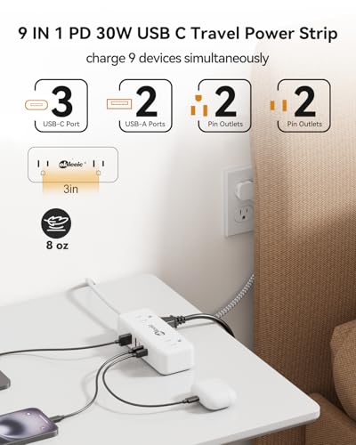 PD30W USB C Travel Power Strip,Cruise Power Strip with 5 USB(3 USB-C) Ports and 4 Outlets, Braided Extension Cord 5Ft, 30W Fast Charging Station Compatible with MacBook Laptops iPad Pro iPhone Samsung - size: 5 FT, style: 4AC+2U3C