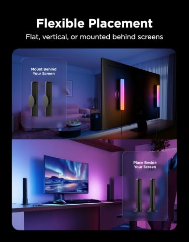 Govee Smart Light Bar, RGBICWW TV Lights for Living Room, Gaming, Black - color: Black