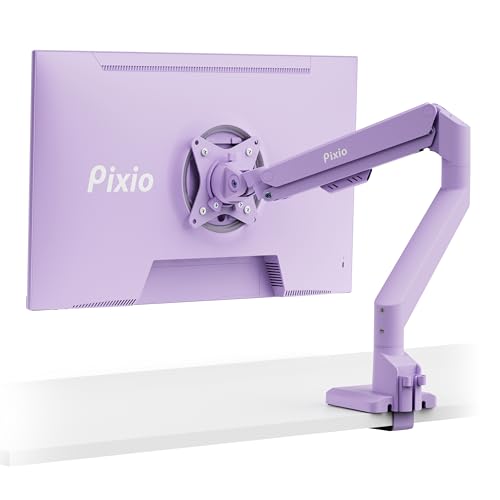 Pixio PS1S Wave Purple Single Monitor Arm Stand Desk Mount - Fits up to 32 inches Monitors and up to 19.8lbs. VESA Compatibility and Integrated Cable Management - color: Purple, size: Single
