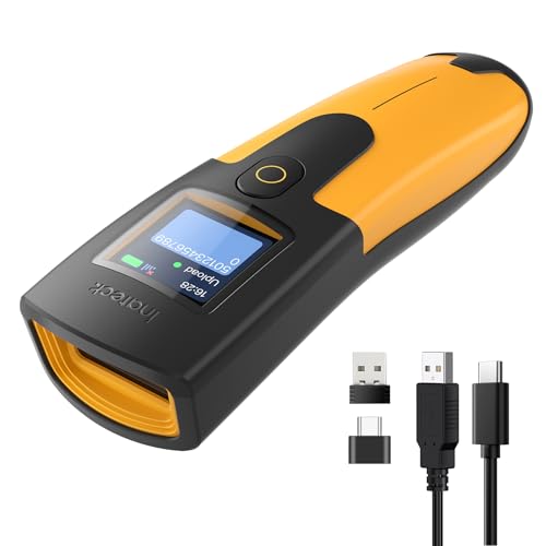 Inateck 2D Wireless Barcode Scanner with 1.4 inch TFT, 2600mAh, Nano 260D | 1.4in TFT Real-Time Display, 300K Pixel 2D CMOS, Reads Phone Screens, 12Hr Battery, 4oz Light, Multi-Scan Modes