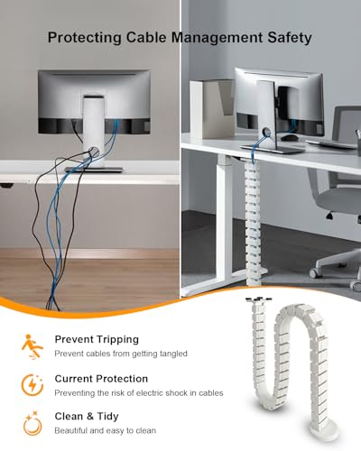 Under Desk Cable Management Spine, Magnetic Wire Organizer White - color: White