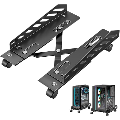 PEGZONE Adjustable PC Stand for Floor Ventilated CPU Cart,Black - color: Black