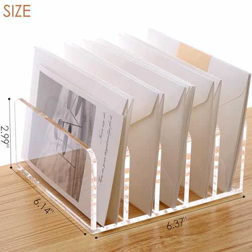 SANRUI Acrylic Mail Holder, 5-Slot Vertical Letter Sorter, Clear - size: 5 Slots