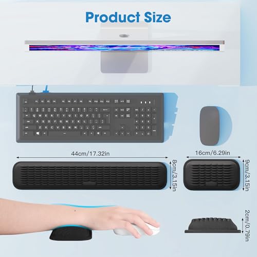 MEKASS Ergonomic Wrist Rest for Keyboard and Mouse, Soft Memory Foam Keyboard Wrist Rest Set with Non-Slip Silicone Base, Easy Typing, Pain Relief, Comfort for Office, Work, Gaming (Classic Black) - style: Black