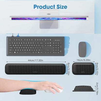 MEKASS Ergonomic Wrist Rest for Keyboard and Mouse, Soft Memory Foam Keyboard Wrist Rest Set with Non-Slip Silicone Base, Easy Typing, Pain Relief, Comfort for Office, Work, Gaming (Classic Black) - style: Black