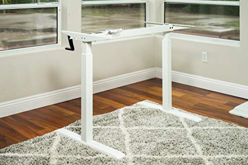 Height Adjustable Ergonomic Workstation Crank Desk Frame, Tabletop Not Included, 48.56 Inch Max, White - color: White