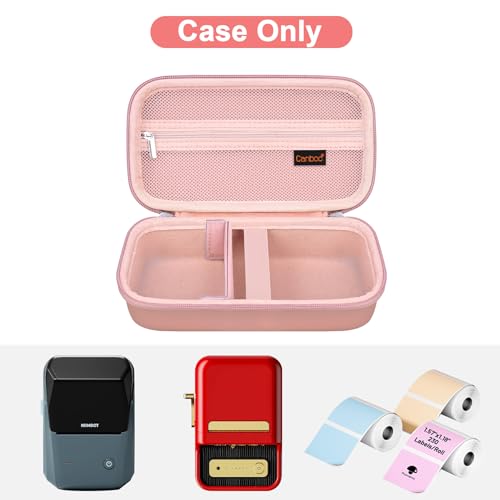 Canboc Carrying Case for NIIMBOT B21 Label Maker, Rose Gold (Case Only) | Portable Bluetooth Thermal Label Printer Bag with Removable Shoulder Strap, Mesh Pocket fit Printer Labels, USB Cable - color: Rose Gold+Rose Gold