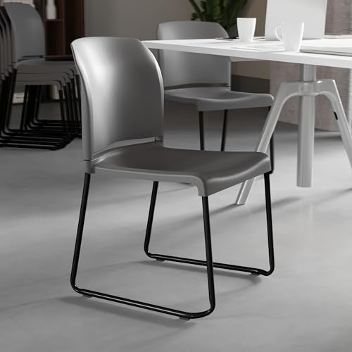 Flash Furniture Hercules Stack Chair, Black | Sled Base, Powder Coated, Contoured, 880 LBS. Weight Capacity - color: Grey, size: Set of 1