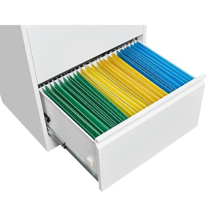 Garvee 3 Drawer Lateral File Cabinet, Heavy Duty Metal Filing Cabinet | White File Cabinet with Lock for Home Office, for Legal/Letter/f4/a4 Hanging Files with Business Card Holder