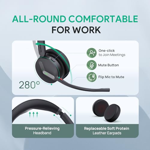 Yealink WH64 Mono DECT & Bluetooth Wireless Headset for Phone PC Cellphone