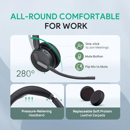 Yealink WH64 Mono DECT & Bluetooth Wireless Headset for Phone PC Cellphone