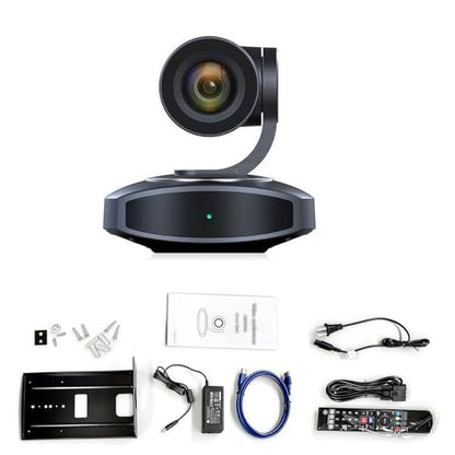 4K PTZ Camera AI Tracking 10X Optical Zoom 250 Rotation PoE LAN USB Output Camera for Conference Teaching Live Streaming (US Plug)