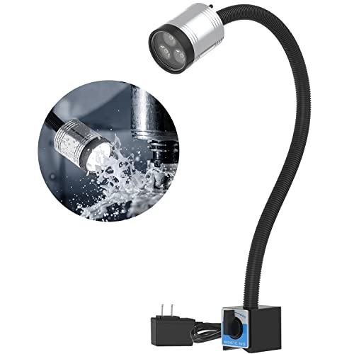 Magnetic Light, Led Machine Light, Magnetic Gooseneck Work Light 900 Lumens 120 Volt IP66 Water Proof Lamp for Machine Tools Lathe Milling Drill Press Industrial Workbench Lighting - style: Fixed Base Light