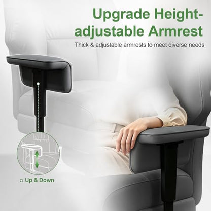 Office Chair Comfortable Executive Desk Chair with Foot Rest, Adjustable Height Home Computer Chair High Back Gaming Chair Leather Swivel Rolling Work Chairs, Gray - color: Dark Gray