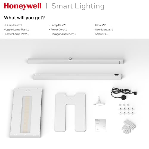 Honeywell 02E LED Floor Lamp, 8000LM Sunturalux Eye Caring Standing Light | 4000K 80W Natural Daylight Dimmable Reading Lamp, Modern Floor Lamp for Home Office Living Room Bedroom - style: 8000LM