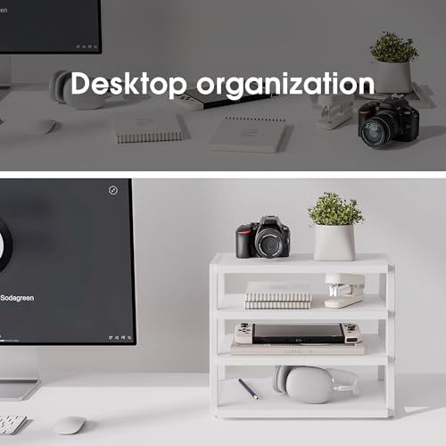 Fenge Desk Shelf Organizer, 4-Tier Tower Desktop Office Shelves, White - color: White