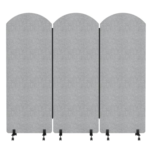 Office Divider Privacy Panel with Wheels, 72 x 66 Inch Freestanding Room Partition Wall, Portable Temporary Wall, 3 Panel Acoustic Screen for Office, Study, Classroom (Arc-Light Gray) - color: Arc-light Gray