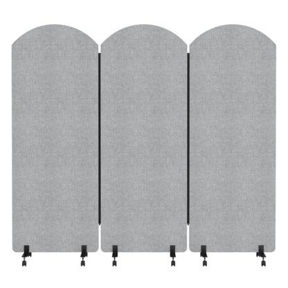 Office Divider Privacy Panel with Wheels, 72 x 66 Inch Freestanding Room Partition Wall, Portable Temporary Wall, 3 Panel Acoustic Screen for Office, Study, Classroom (Arc-Light Gray) - color: Arc-light Gray